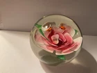 MURANO BUMBLE BEE on FLOWER Handcrafted ArtGlass Paperweight 1960s Desk Decor