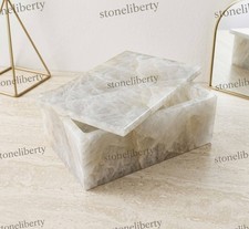 White Quartz Jewelry Box Crystal Stone Jewelry Box Luxury Gemstone Storage Decor