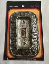 Vtg Light Switch Plate Deco American Hardware Contessa Antique Gold NIP