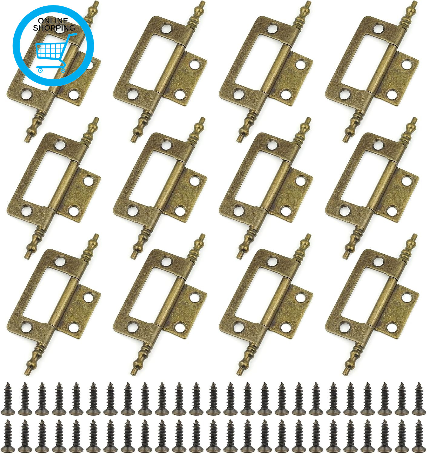 Door Hinges 12Pcs, Ancient Bronze Flush Hinges-51 * 24Mm(2 Inch), Flush Mount Hi
