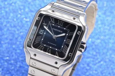 2024 Cartier Santos Medium 35.1mm Stainless Steel Blue Dial WSSA0063 4075 FS