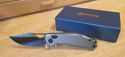 Kunwu Knives DJANGO Folding Knife 3.25'' Elmax Blade Titanium Handle X707T-3 RTux