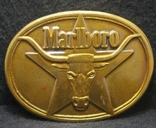 XD05108 VINTAGE 1987 MARLBORO TOBACCO PRODUCTS MENS SOLID BRASS BELT BUCKLE