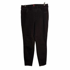 Spanx Ankle Skinny Jeans Clean Black Size Large 20278R Pull-On Shaping Denim