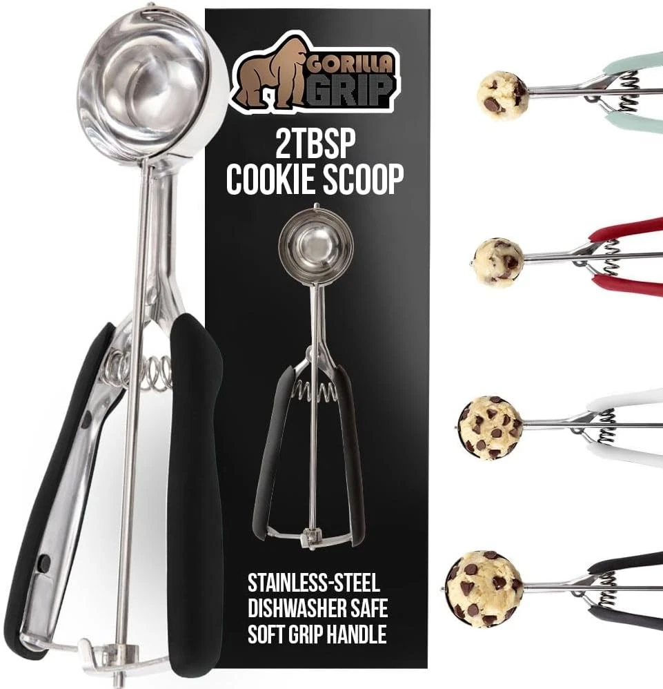 GORILLA GRIP Stainless Steel Cookie Scoop, 2 TBSP, Multipurpose 2 Black