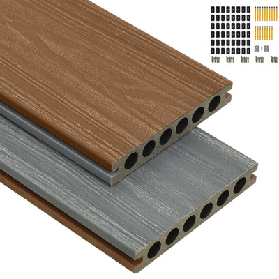 WPC Terrassendielen mit Zubehör Diele 2.2-4m Komplettbausatz 10-40m² Komplettset