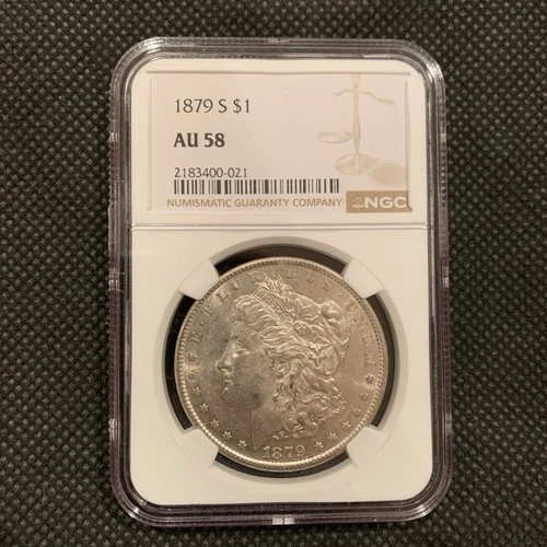 1879-S U.S. MORGAN SILVER DOLLAR - AU 58 - NGC GRADED!