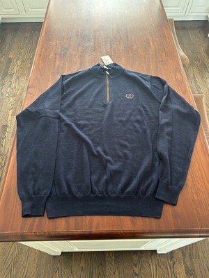 Peter Millar Saucon Valley Country Club NEW Merino Wool Mens Quarter Zip, Sz L