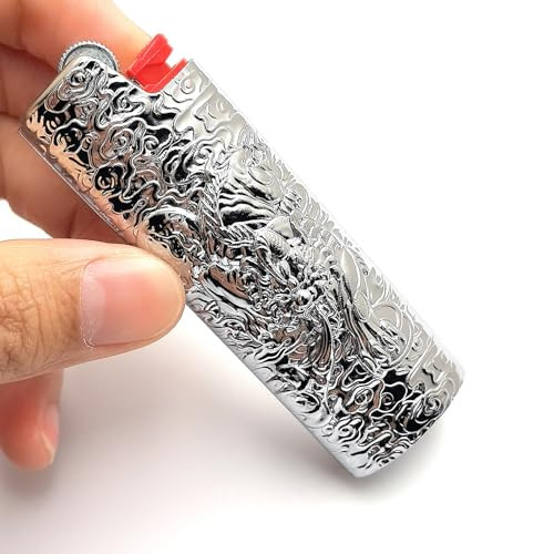 Metal Lighter Case Compatible BIC Standard J6 - Durable Lighter Cover and Holder Pouch for BIC Lighters,Texture Design in Bronze Metal Lighter Case Compatible BIC Standard J6 - Durable Lighter Cover and Holder Pouch for BIC Lighters,Texture Design in Bronze