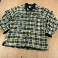 LL BEAN fleece lined plaid flannel shirt jac jacket LARGE tag camp chore work
