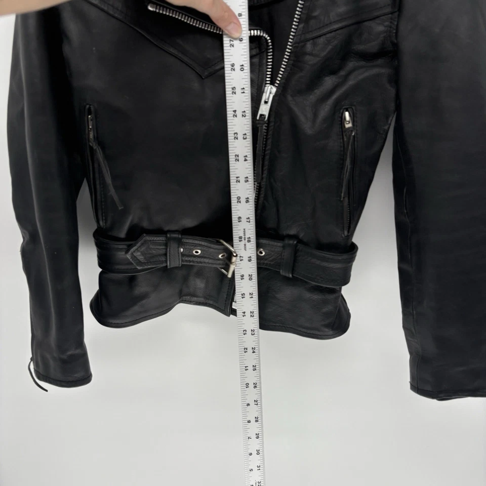 Chaqueta de Cuero Unik De Colección Años 90 Motociclista Cinturón Punk Grunge Mujer Pequeña Foto 4 de 4