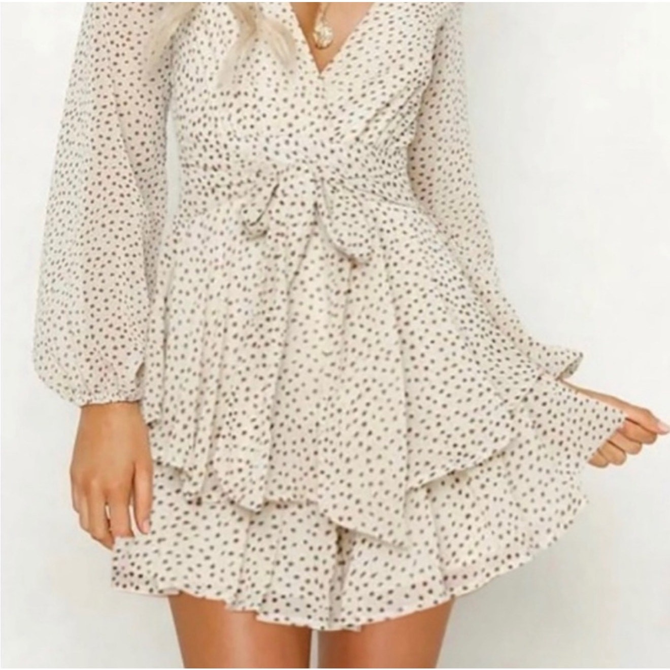 Japna Spring Polka Dot Ruffle Mini Dress size XS