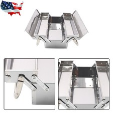 16.5 Stainless Steel Tool Box 2-tier 3-tray Portable Folding Cantilever Tool
