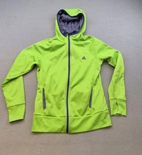 ADIDAS Womens Climawarm Full Zip Lightweight Jacket Fleece Green Poly SZ Large