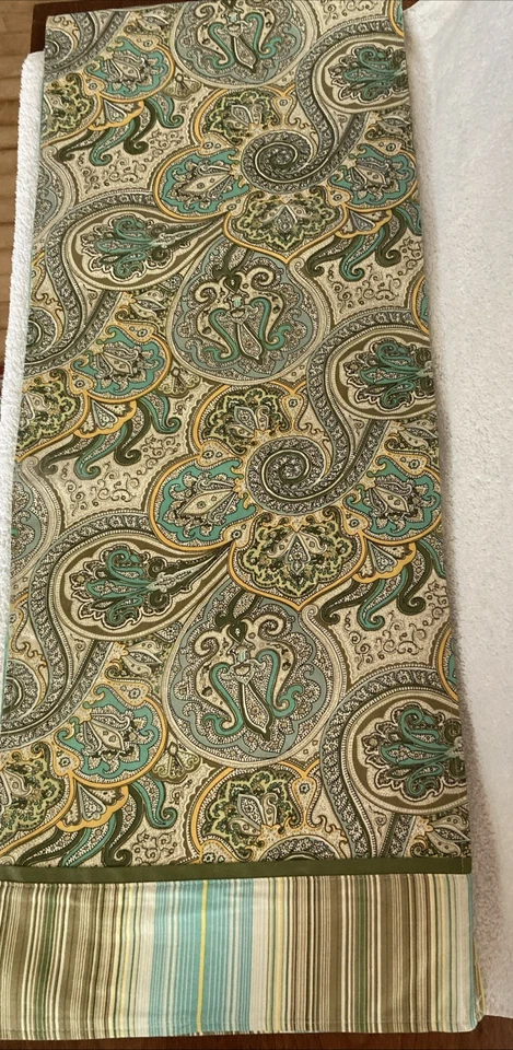 Waverly Table Runner Pastel Green Blue Paisley & Stripe Pattern 14 X 72” EUC - Image 3 of 4