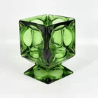 Vintage Anchor Hocking Glass Ashtray Candle Holder Footed Emerald Green 7x5-READ