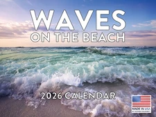 Ocean Waves Calendar 2026 Beach Monthly Wall Calender 12 Month | American Made I