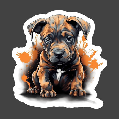 Pitbull Puppy Sticker Vinyl Decal Cute Dog Portrait Pet Lover Gift