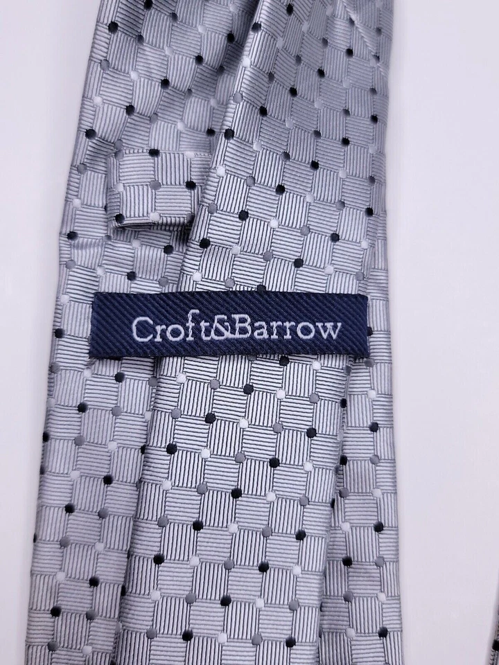 Мужской официальный галстук Croft & Barrow 58 дюймов Lx3 дюйма W серебристый галстук - Изображение 3 из 4