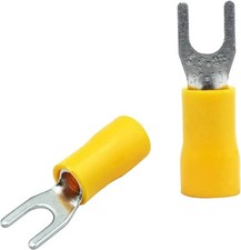 200 Pcs 12 10 AWG Yellow Insulated Fork Spade Wire Connector