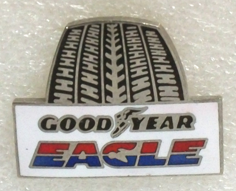Goodyear Tire Pin Winged Logo Vintage 1980s Racing Eagle Enamel Red White Blue