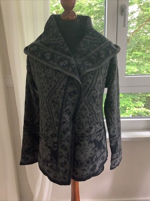 Strickjacke Kapuze Peruvian Connection S Baby Alpaka und Wolle Grau Blau