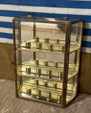 Vintage Glass Brass Thimble Display Curio Case
