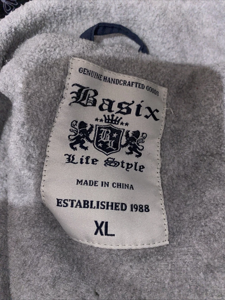 Chaqueta cortavientos Basix XL gris para hombre forrada de lana con cremallera exterior Foto 4 de 4