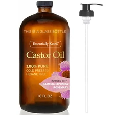 Essentially KateS Castor Oil 16 Fl Oz (Glass Bottle) - 16 (Pack of 1) 