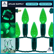 100 Green C6 LED Christmas Lights, 33ft Indoor/Outdoor String Light, UL Listed