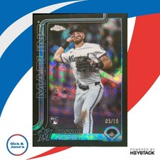 2025 Topps Chrome LogoFractor Connor Norby Black /10 #199 RC Miami Marlins