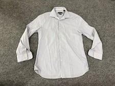 John Varvatos Shirt Mens 15 32/33 Blue Pinstripe Slim Fit Long Sleeve