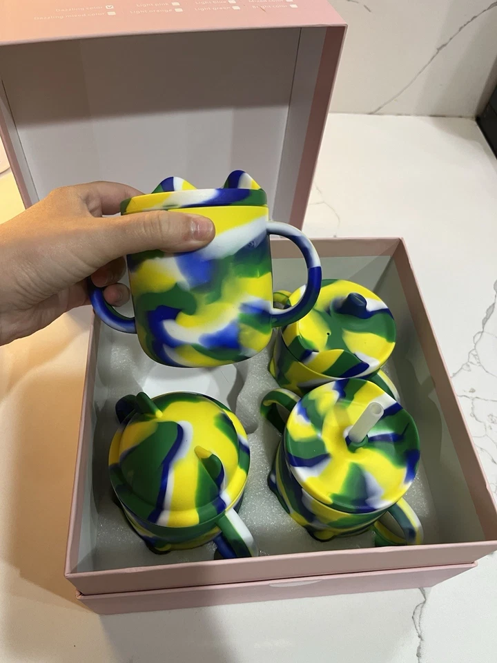 LQMBABY Baby Silicone Cups 4 Total In Dazzling Color New In Box Not Used - Image 3 of 4
