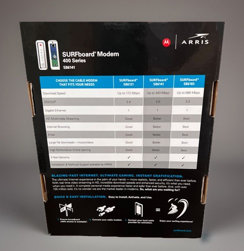 ARRIS Surfboard Cable Modem SB6141 DOCSIS 3.0 Motorola NEW & NEVER USED SEALED - Picture 2 of 5