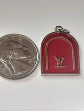 One 1 inch  silver  & red  Pendant Charm zipper pull Double sided