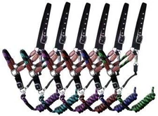 Showman Nylon Halter w/ Leather Accents & Matching Lead Rope