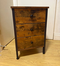 Yaheetech Rustic Effect Solid Drawer Bedside Table Metal Frame COLLECTION ONLY