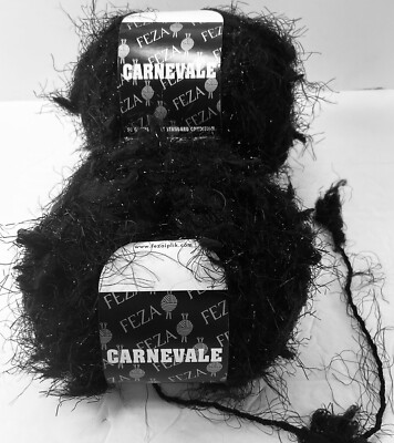 Feza Carnevale MetallicYarn Lot of 2 Black Metallic Nylon New Vintage