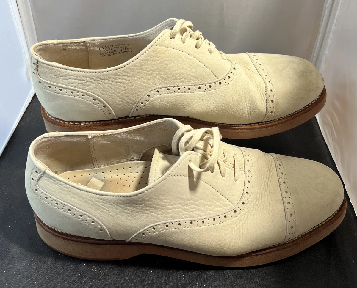 Sperry Top Sider Men s Oxford White Shoes Tan Rubber Soles Size
