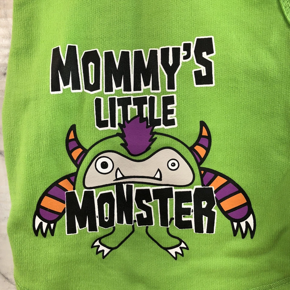 Camisa Simply Halloween Sudadera con Capucha Perro Talla Pequeña Mamá Pequeño Monstruo Verde Púrpura Foto 2 de 4