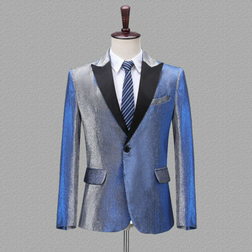 Herren einreihiger Anzug Jacke Peak Revers Blazer Tanzshow - Bild 14 von 16