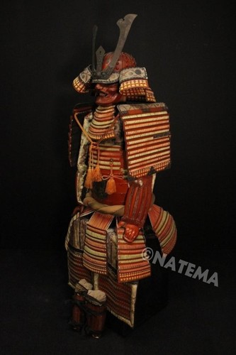 Japanese Samurai Armor red SHOGUN URUSHI Yoroi Dragon Family crest KABUTO MENPO - Picture 2 of 23