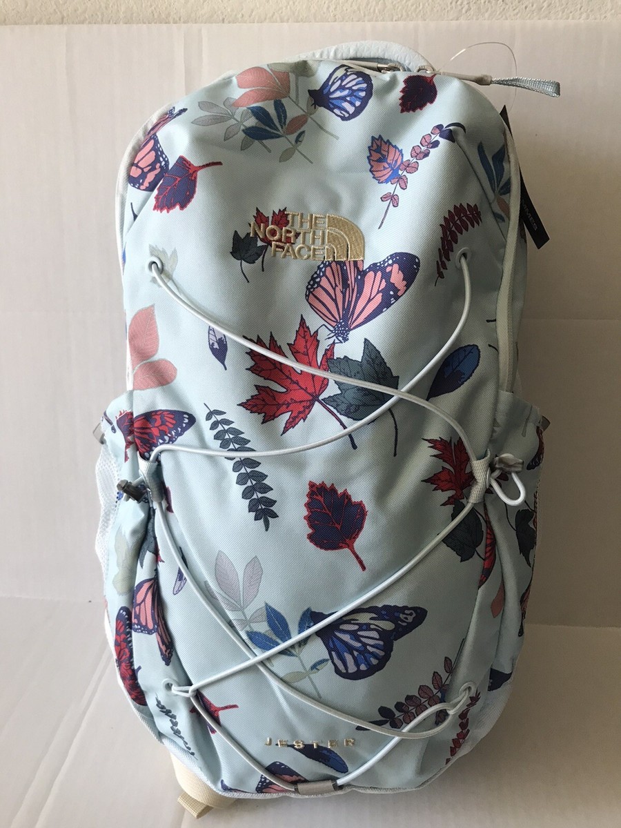 THE NORTH FACE ICE CAP BLUE BUTTERFLIES/FALL LEAVES JESTER LAPTOP/BACKBACK  NWT