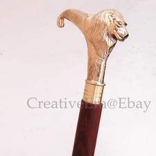 Soild Brass Lion Styled Head Handle Wooden Walking Stick Cane New Designer Gift