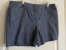Lands End womans shorts Cotton chambray Blue Size 18