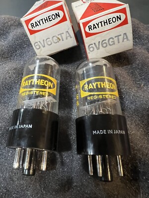 Matched Pair Raytheon Clear Glass Black Plate 6V6GT NOS NIB HICKOK TESTED  