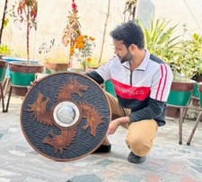 Medieval Wooden Shield Viking Battle Norse Ready LARP Wearable Shield 22"