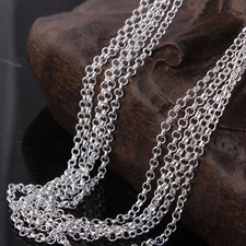 Wholesale lots Hot Sale 10pcs 2mm 925 Silver Plated Rolo Chain Necklace 16"-30"