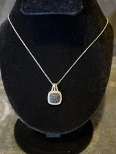 Genuine Blue And White Lab Created Diamond Necklace - Jewelry BR SUN