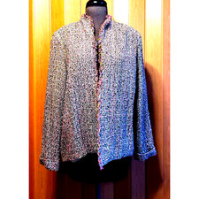Coldwater Creek silk blend PXL colorful pastel open jacket